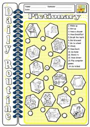 English Worksheet: Daily routine_pictionary