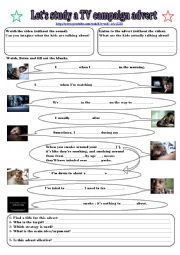 English Worksheet: Lets study a TV campaign advert  Kids and Smoking