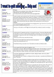 English Worksheet: I want to quit smoking ... Help me! - Reading Comprehension (present perfect, for, ago, used to)