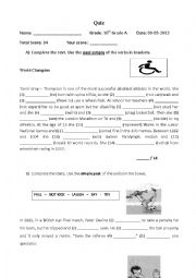 English Worksheet: Simple past test