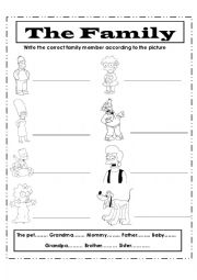 English Worksheet: Family Members