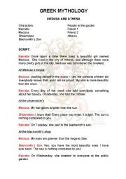 English Worksheet: Medusa and Athena: Script  (Greek Mythology)