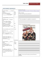 English Worksheet: sing a song- the simple past   