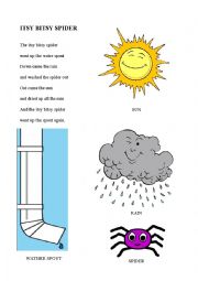 English Worksheet: Song: Itsy bitsy spider