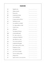 English Worksheet: PASSWORD 1