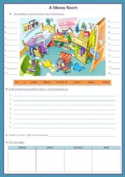 English Worksheet: a messy room