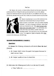 English Worksheet: reading comprehension