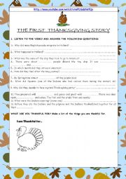 English Worksheet: THE FIRST THANKSGIVING STORY