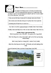 English Worksheet: Dear Mom, 