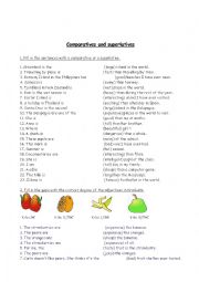 English Worksheet: test comparatives and superlatives