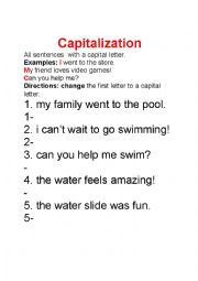 English Worksheet: capitalization