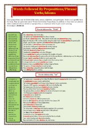English Worksheet: Words Followed By Preposition/Phrasal Verbs/Idioms Page - 03