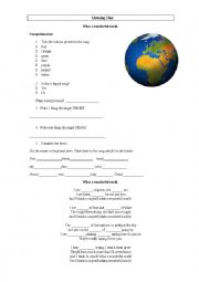 English Worksheet: What a wonderful world