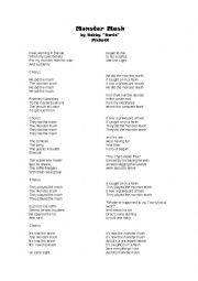 English Worksheet: Song- Monster Mash Matching Activity