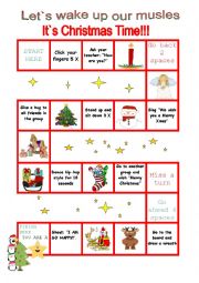 English Worksheet: Christmas Active Board game