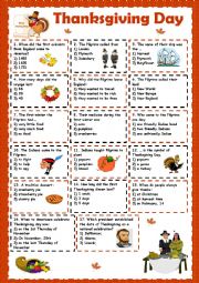 English Worksheet: Thanksgiving Day