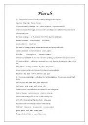 English Worksheet: plurals