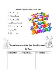 English Worksheet: Days of the week