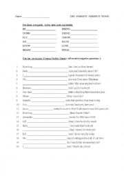 English Worksheet: THE  PRESENT  PERFECT  TENSE TEST