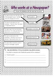 English Worksheet: Who Works at a Newspaper?