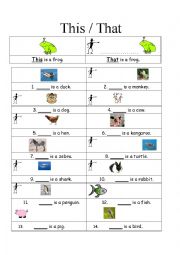 English Worksheet: This / That - Animals