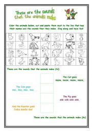 English Worksheet: These are the sounds that the animals make