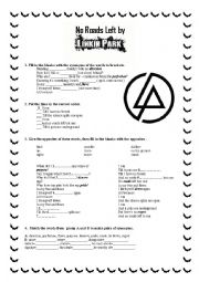 English Worksheet: No Roads Left by Linkin Park - corrected