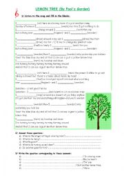 English Worksheet: Lemon Tree (Fools Garden)