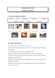 English Worksheet: Conversation class- Natural Disasters