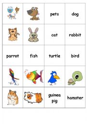English Worksheet: Pets - memory game