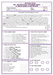 English Worksheet: 8th grades 1st term 1st exam 