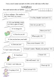 English Worksheet: Social phrases - warming up