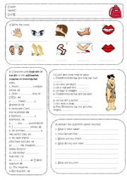 English Worksheet: Exam (bodyparts)