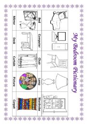 English Worksheet: My Bedroom Pictionary