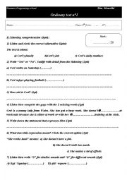 English Worksheet: Nineth year ordinary test 1