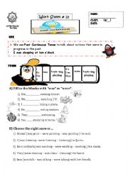 English Worksheet: past continuous