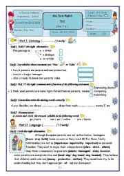 English Worksheet: 9 Th Form Mid-Term English Test (Term 1)