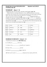 English Worksheet: Vocabulary Quiz