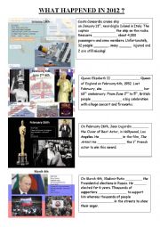 English Worksheet: 2012 REVIEW - What happened in 2012? ***using past simple