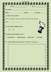 English Worksheet: Book Report