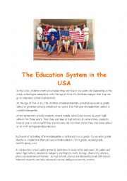 English Worksheet: The education system in the USA