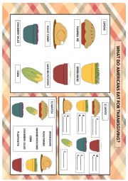 English Worksheet: thanksgiving food