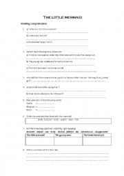 English Worksheet: the little mermaid