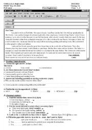 English Worksheet: first year test in algerian secondary school