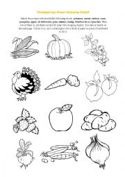 English Worksheet: Thanksgiving dinner shopping basket