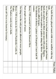 English Worksheet: Quiz on Tudor times/researching about Tudor life.