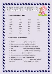 English Worksheet: PRESENT SIMPLE WITH  THE PIGLET 