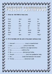 English Worksheet: PRESENT CONTINUOUS WITH ALADDIN AND JASMINE