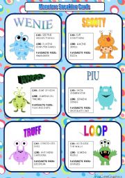 English Worksheet: Monsters Speaking Cards