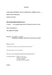English Worksheet: lesson on invitation 
